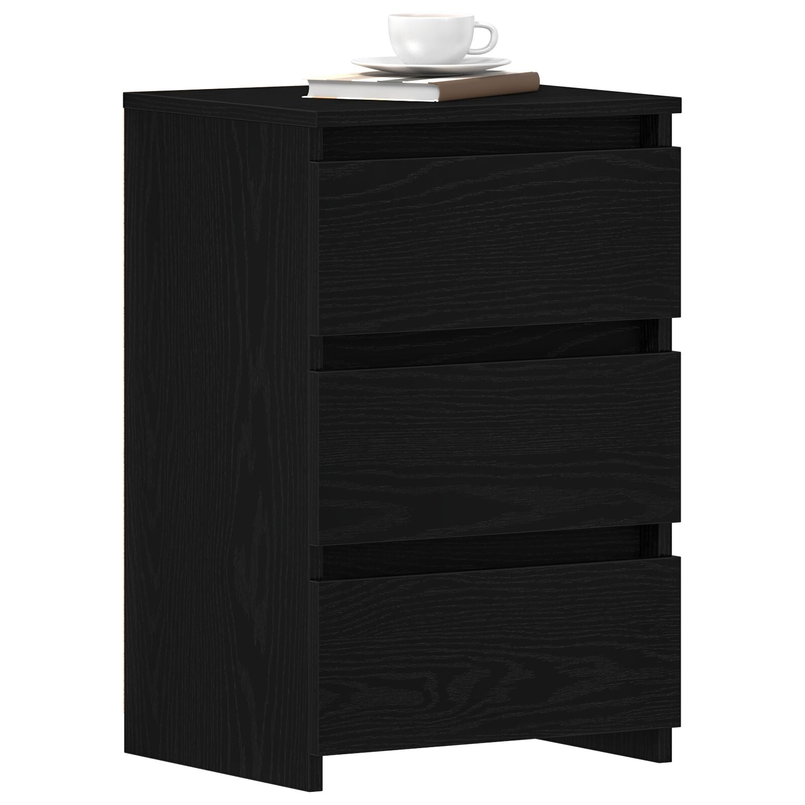 Sengeborde 2 stk Sort Eg 40x35x62,5 cm Konstrueret Træ