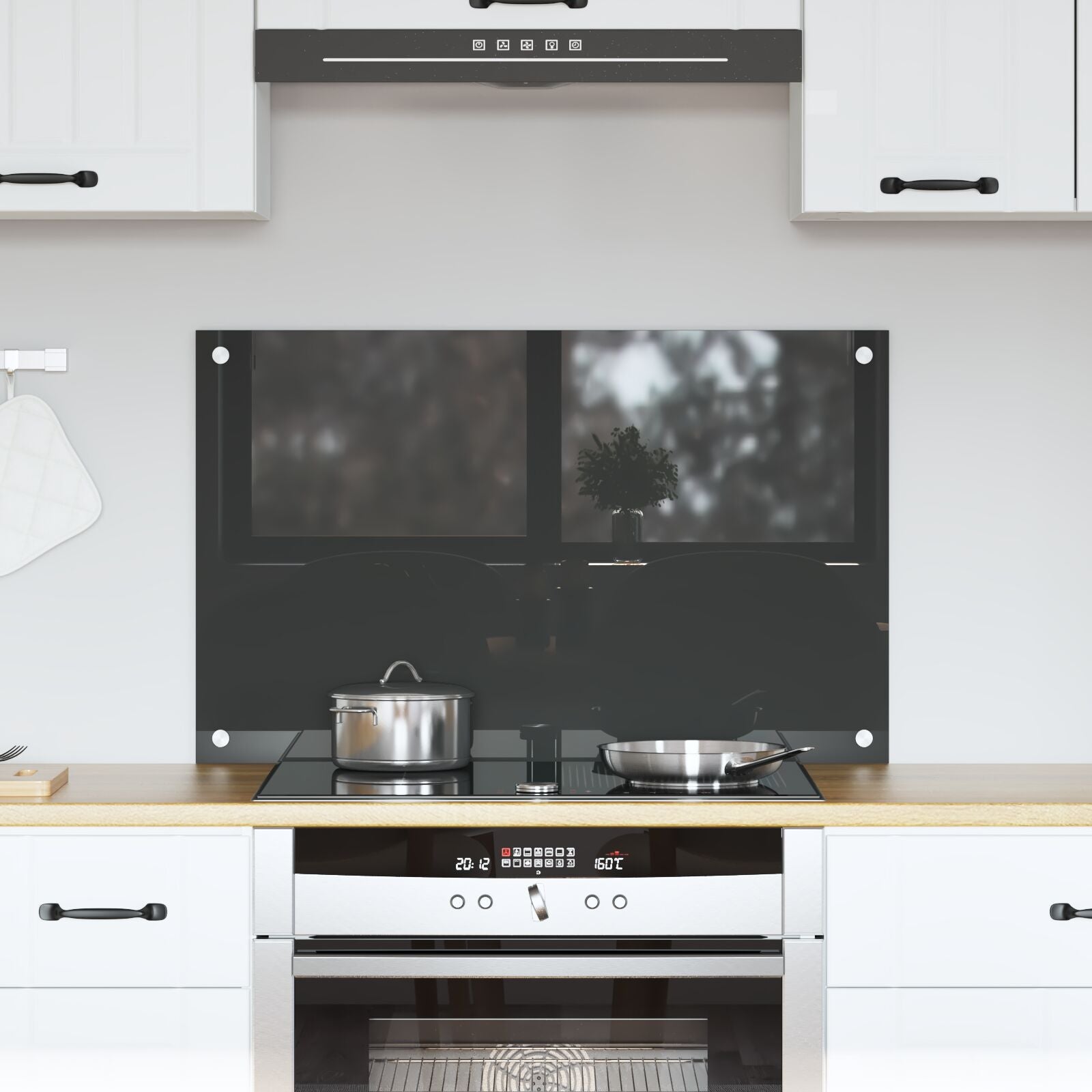 Mørkegrå Køkken Backsplash 80x50x0.6 cm Hærdet Glas