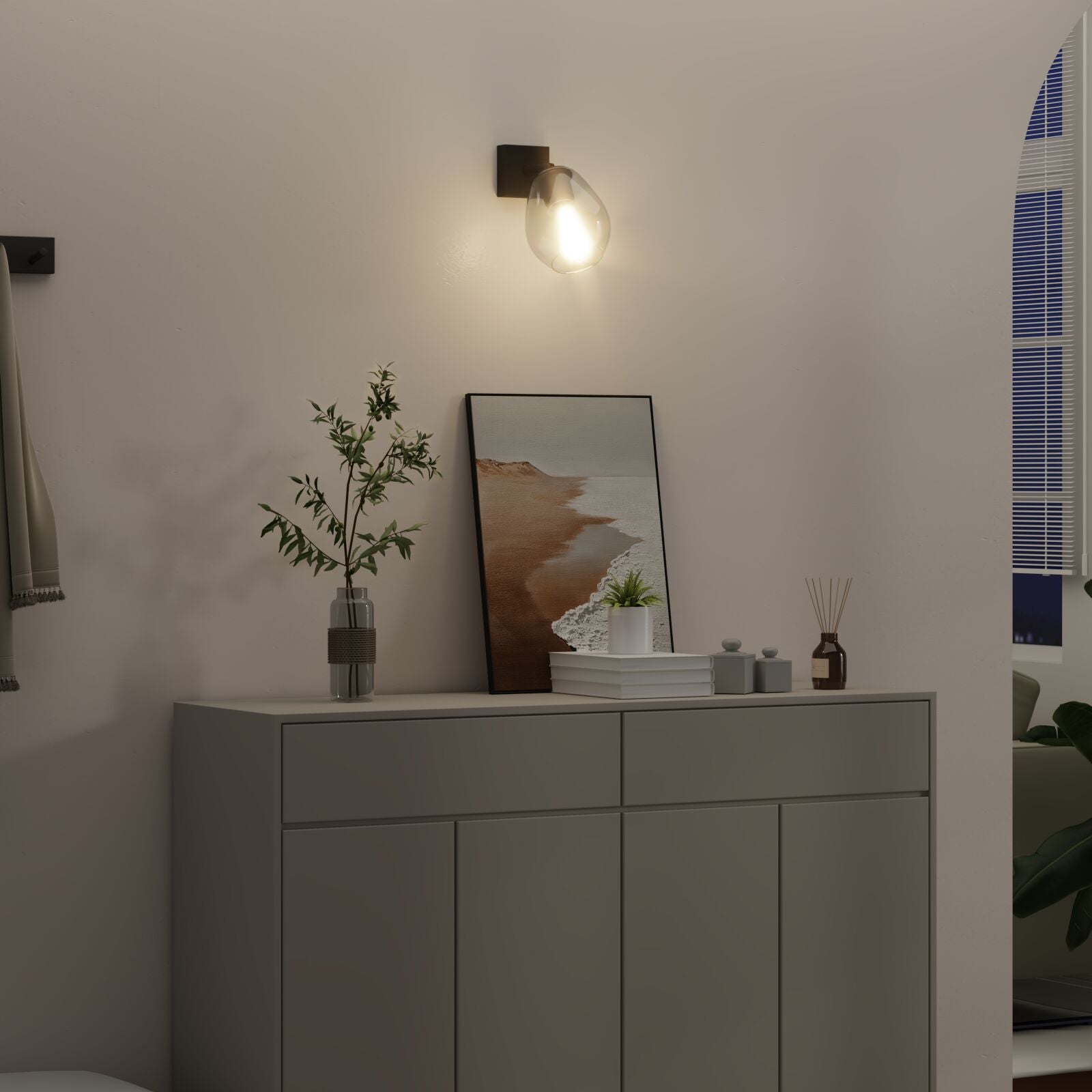 Loftlys med justerbar glaslampeanshade anthracit E27