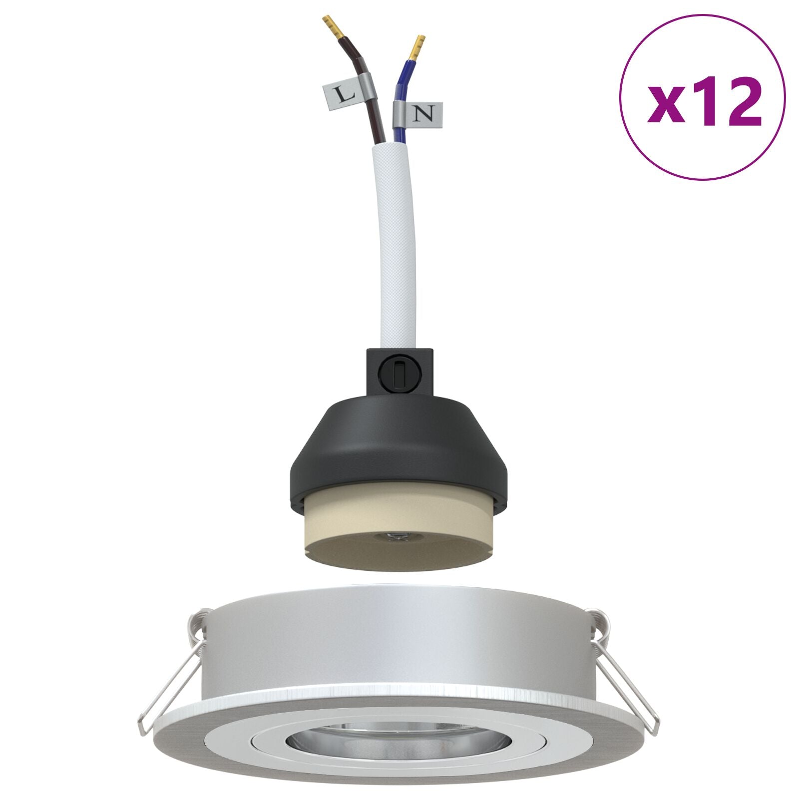 Indbygningsspotlights 12 stk Rund GU10 Sølv Ø91 mm