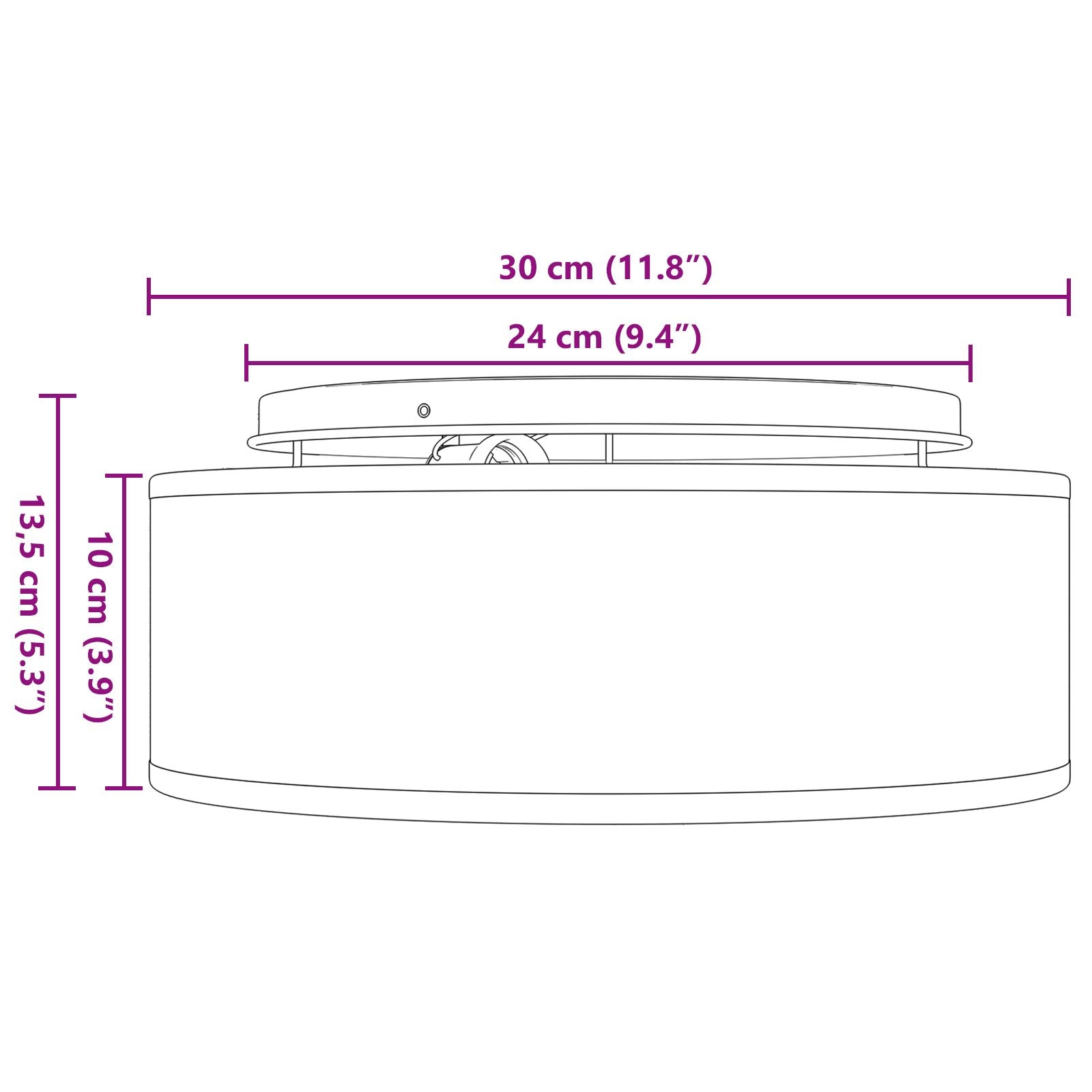 loftlamper flush mount grå Ø 30 cm stof E27