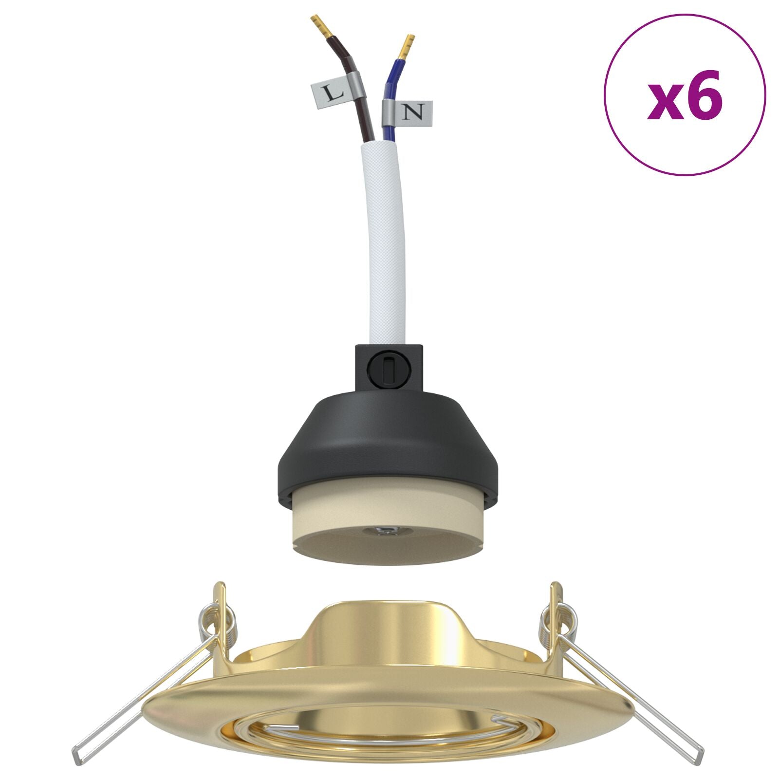 Lamper Sæt af 6 Guld Metal 9 cm Moderne Indbygningslys