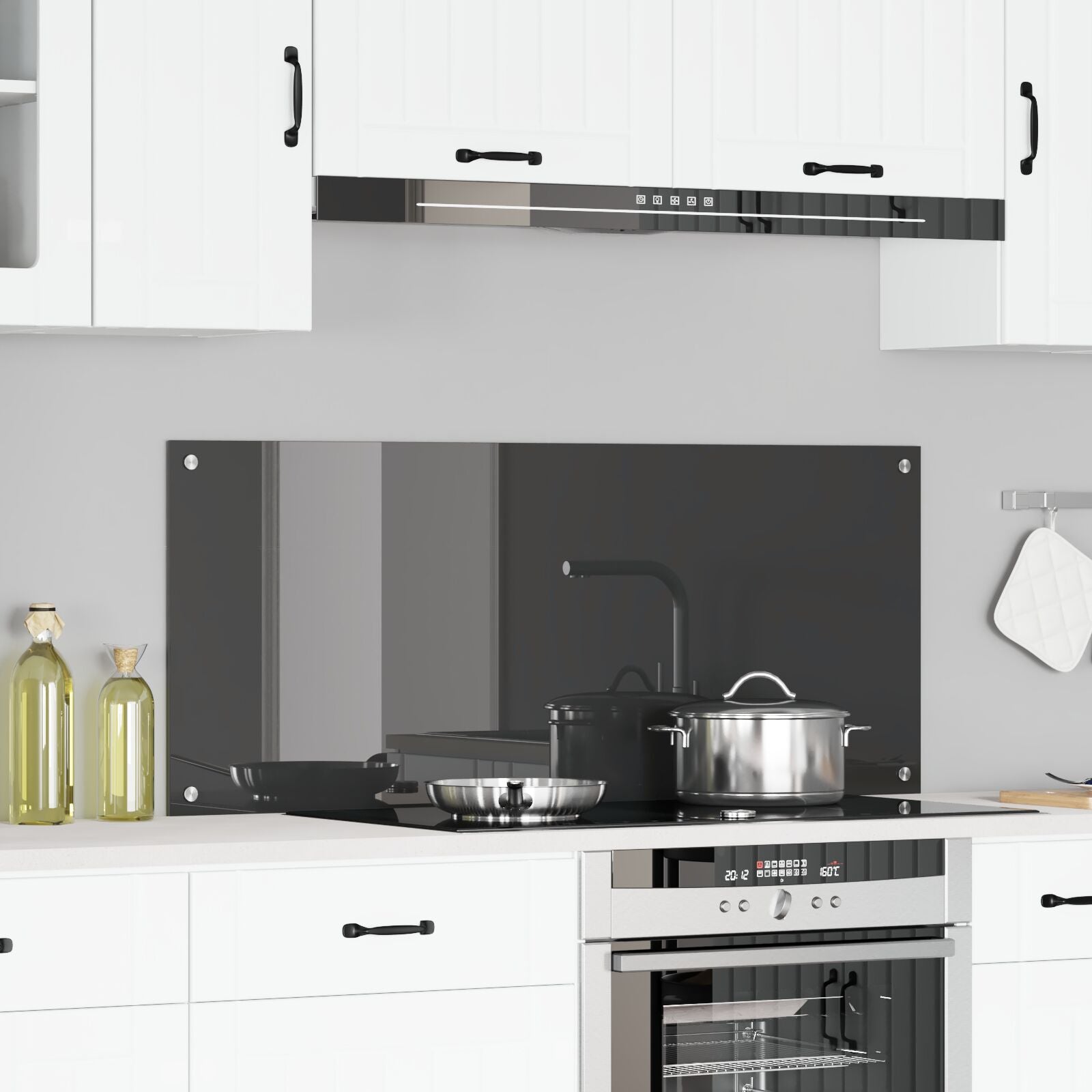 Køkken Backsplash Mørkegrå 120x50x0,6 cm Hærdet Glas
