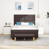 Boxspring Seng med Madras & Bænk Mørkebrun 140x200 cm Stof