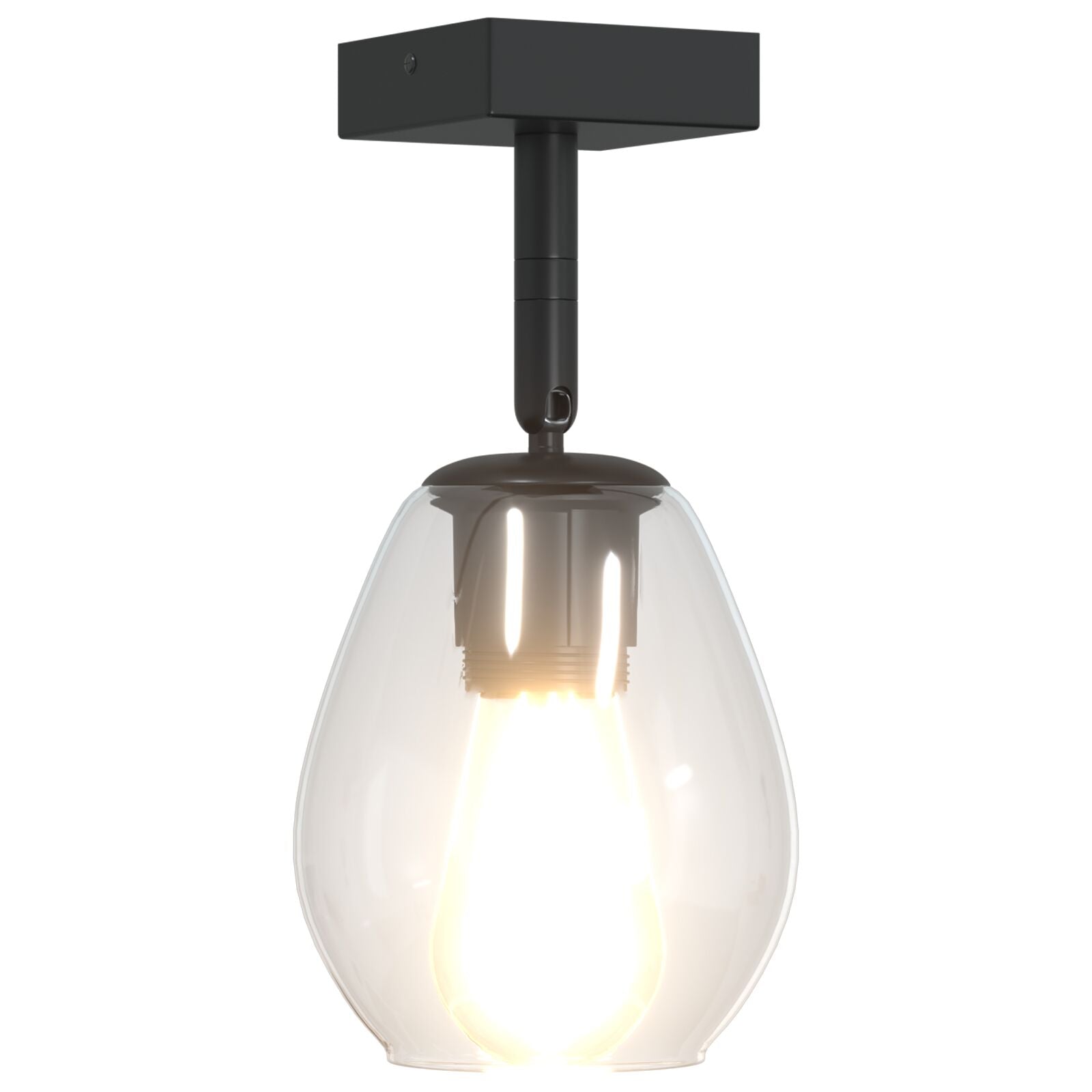 Loftlys med justerbar glaslampeanshade anthracit E27