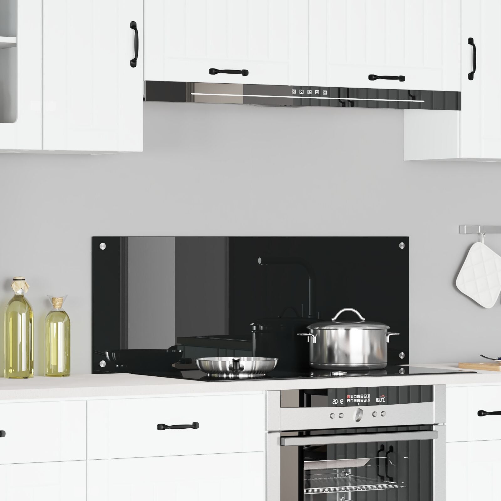 Køkken Backsplash Sort 110x40x0,6 cm Hærdet Glas