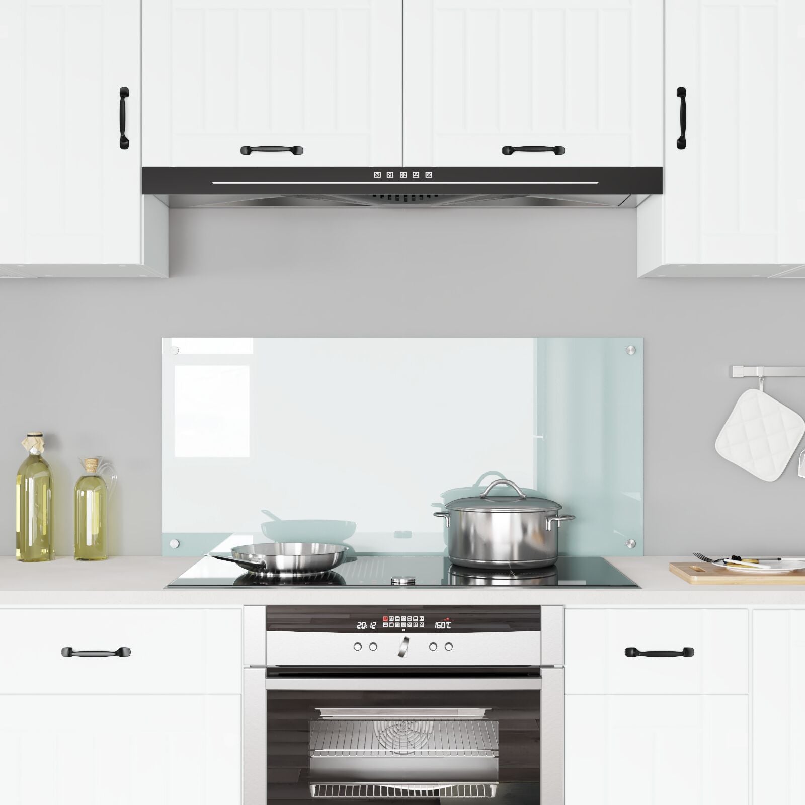 Køkken Backsplash Hvid 110x50x0,6 cm Tempereret Glas