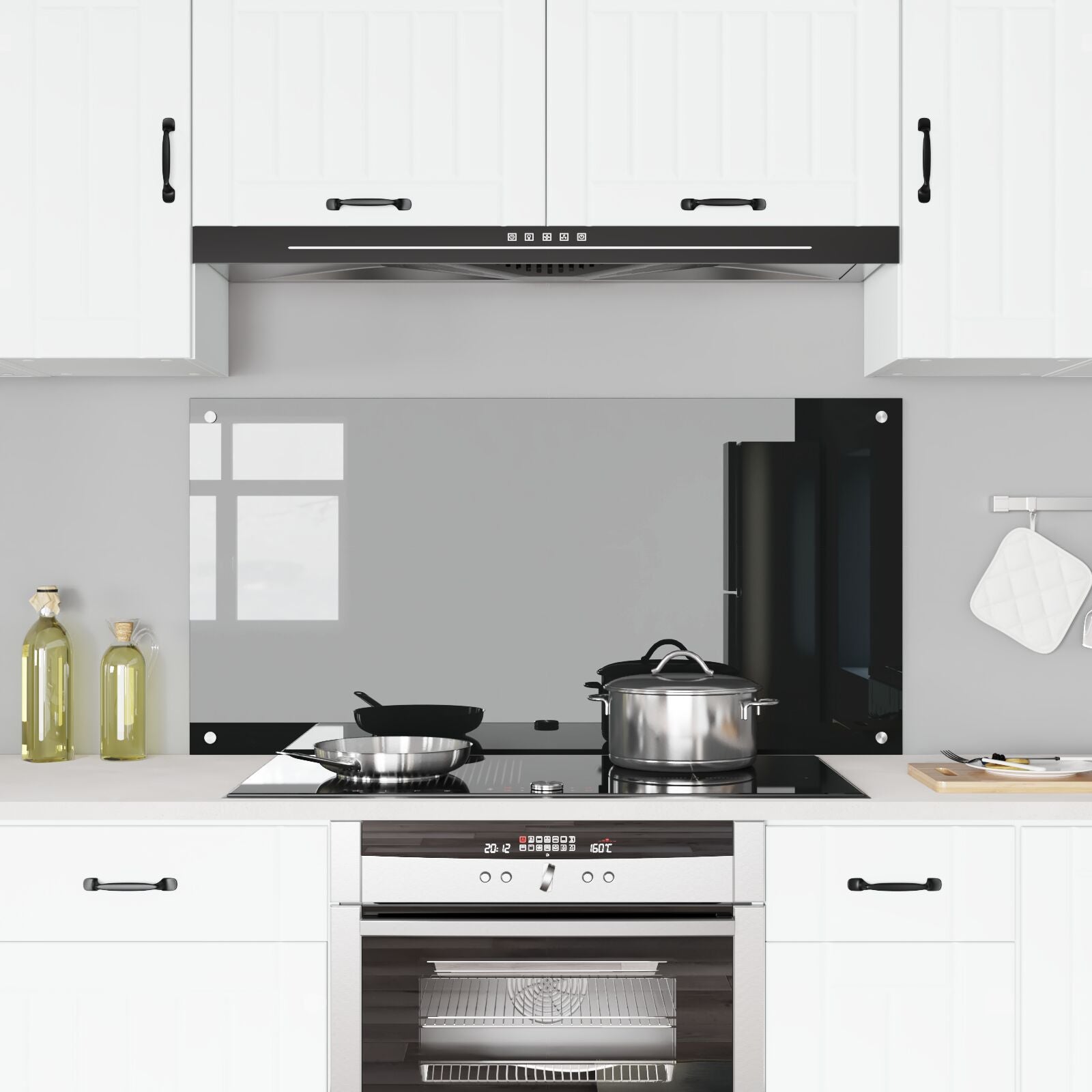 Køkken Backsplash Sort 120x60x0,6 cm Tempereret Glas