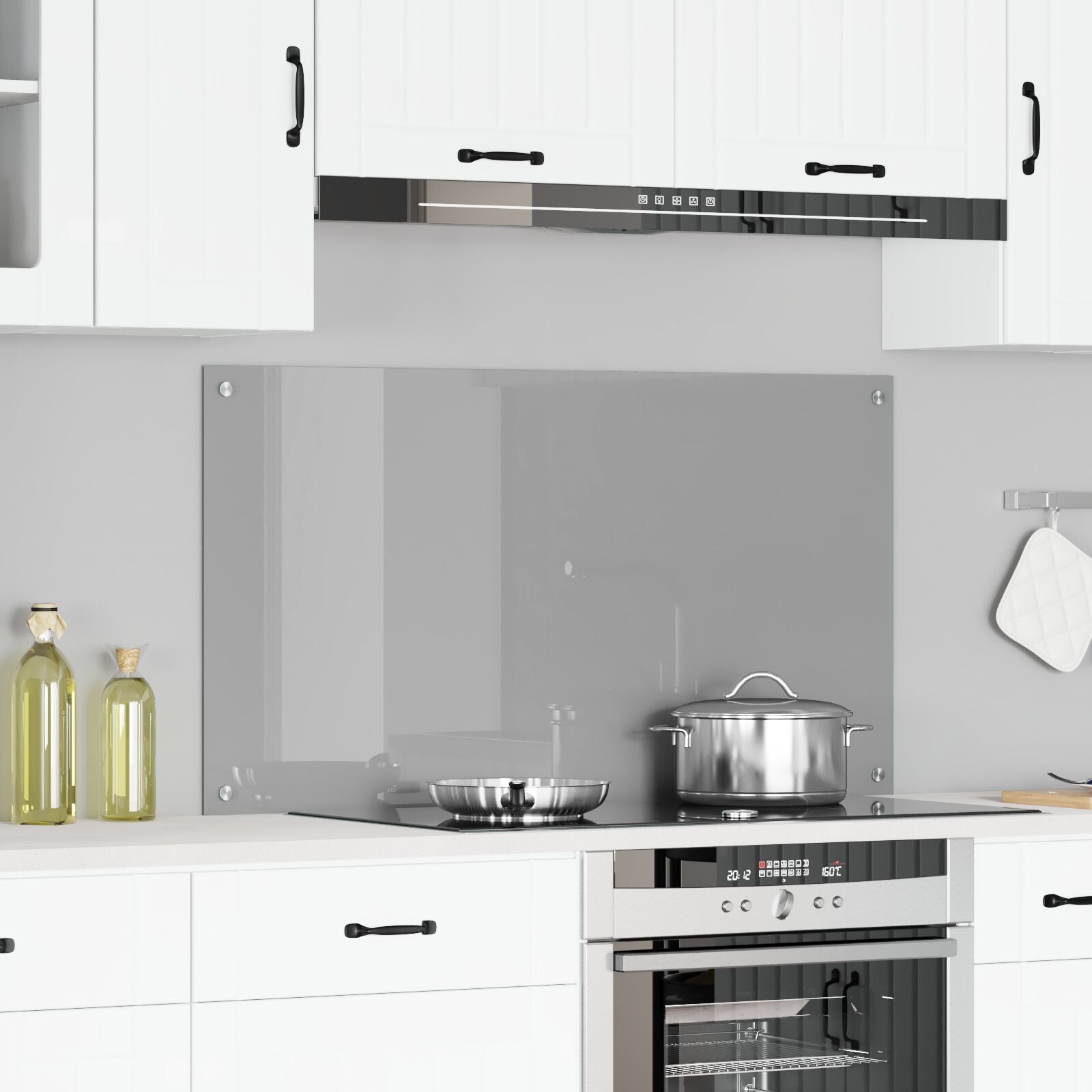 Køkken Backsplash Lys Grå 110x60x0,6 cm Hærdet Glas