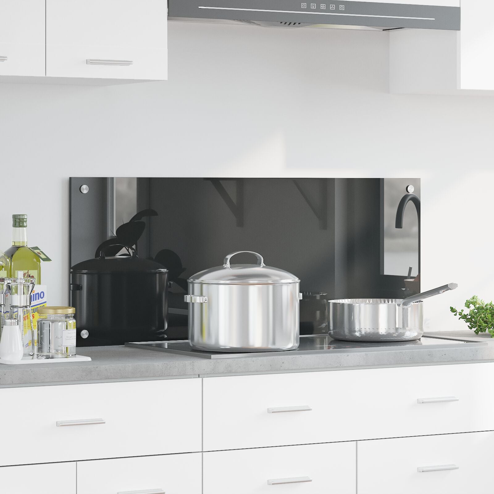 Køkken Splashback Mørkegrå 100x40x0,6 cm Hærdet Glas