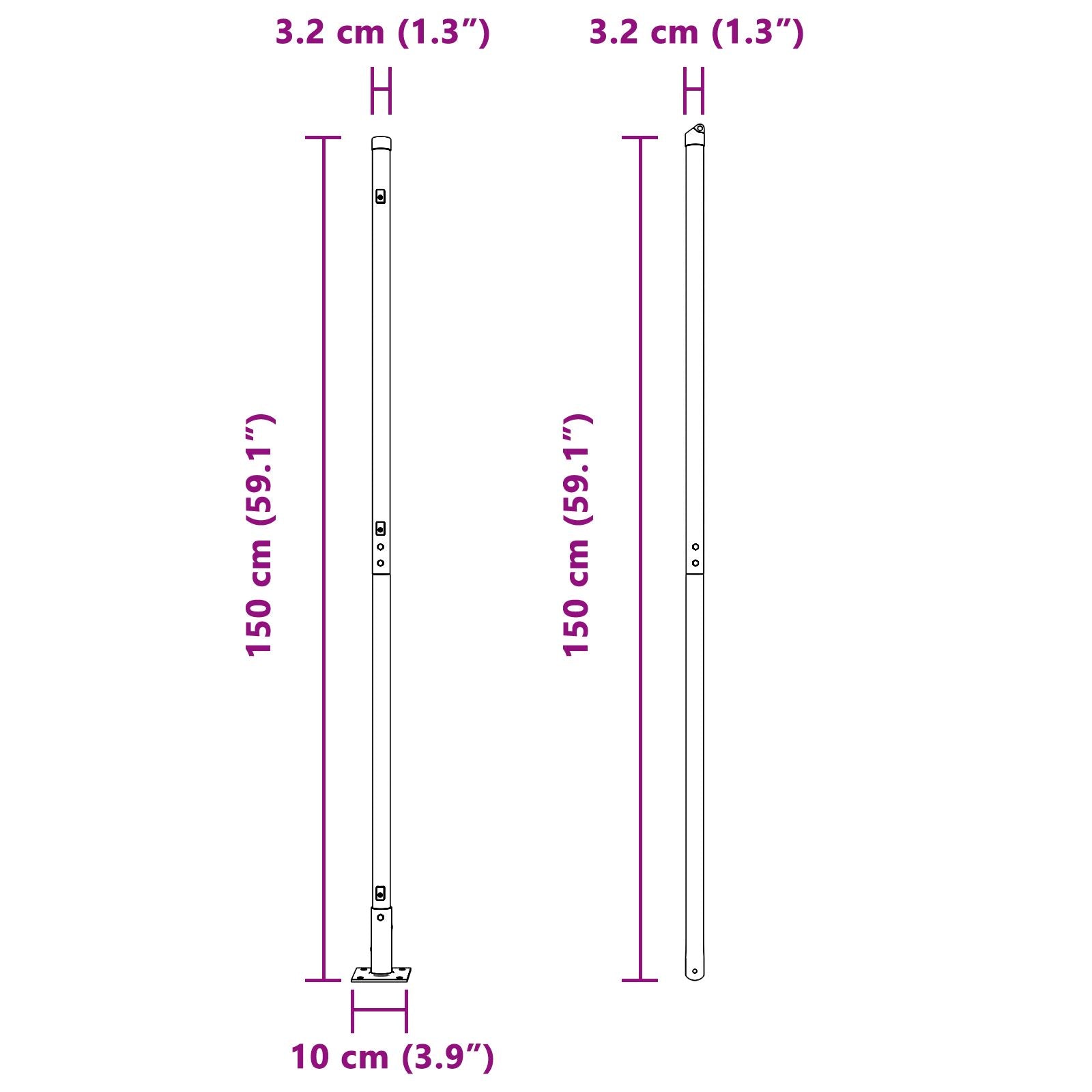 Hegn Stolper Sæt af 104 Grøn Beton 3.2 x 3.2 x 78.5 cm
