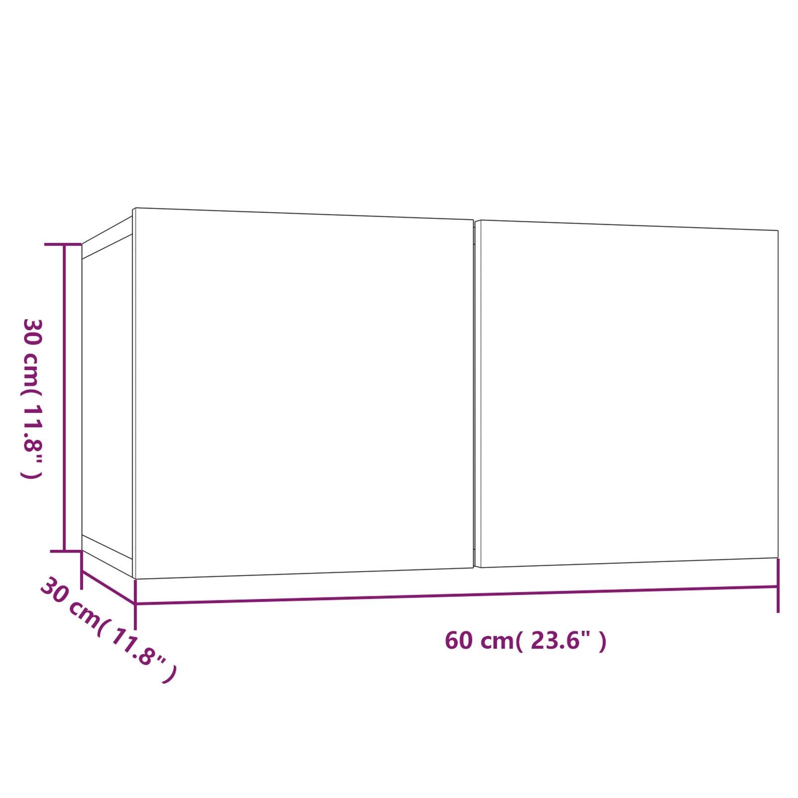 tv-skabe 2 stk. 60x30x30 cm konstrueret træ røget egetræ