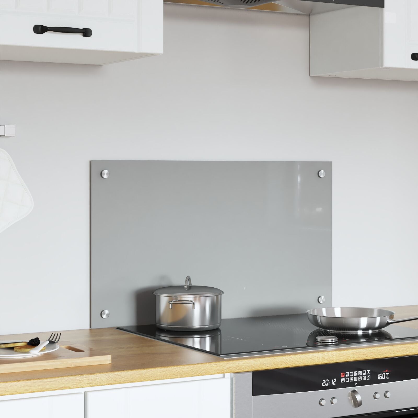 Køkken Splashback Lys Grå 70x40x0,6 cm Hærdet Glas