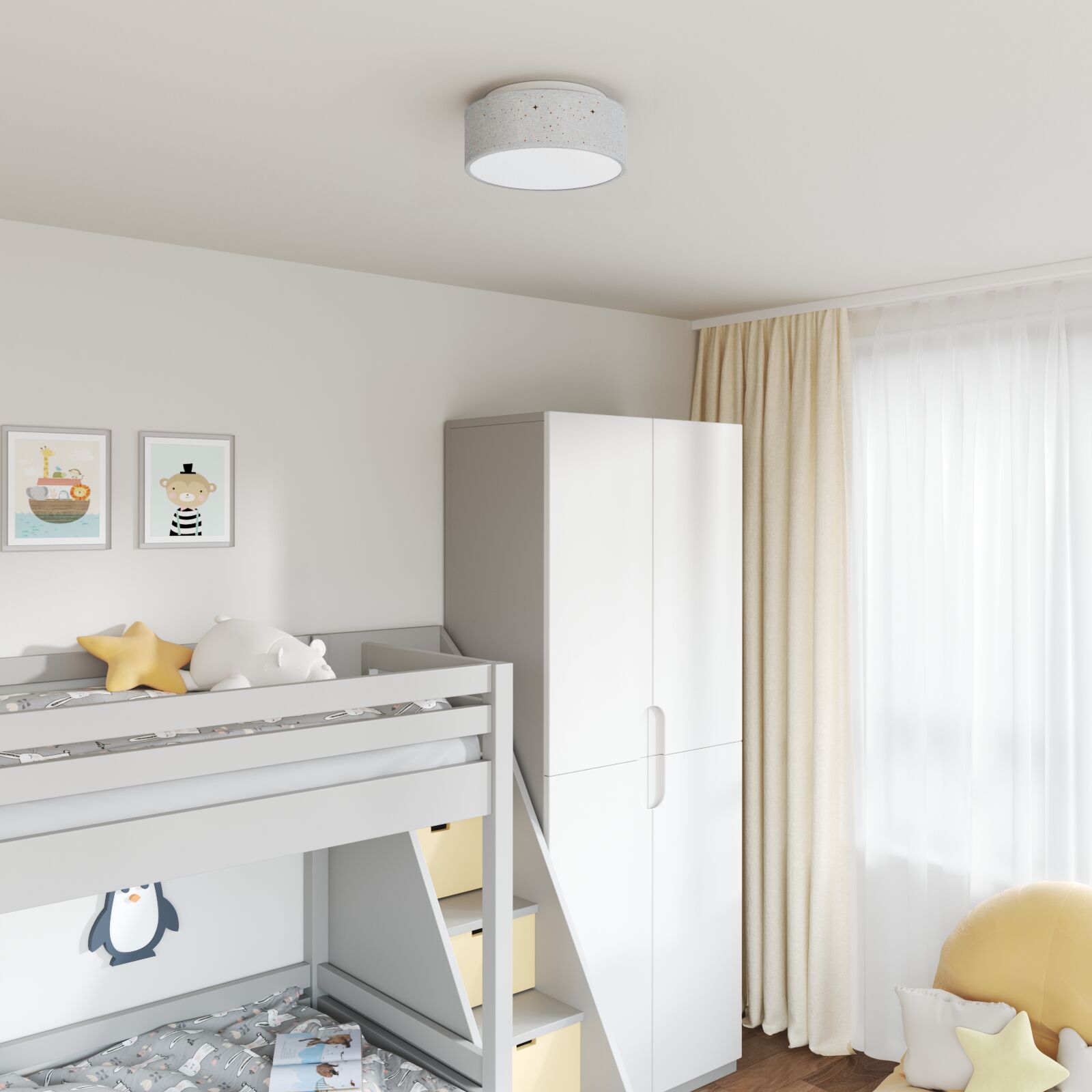 Loftlampe med Stjernet Lampskærm Grå Ø 30 cm E27