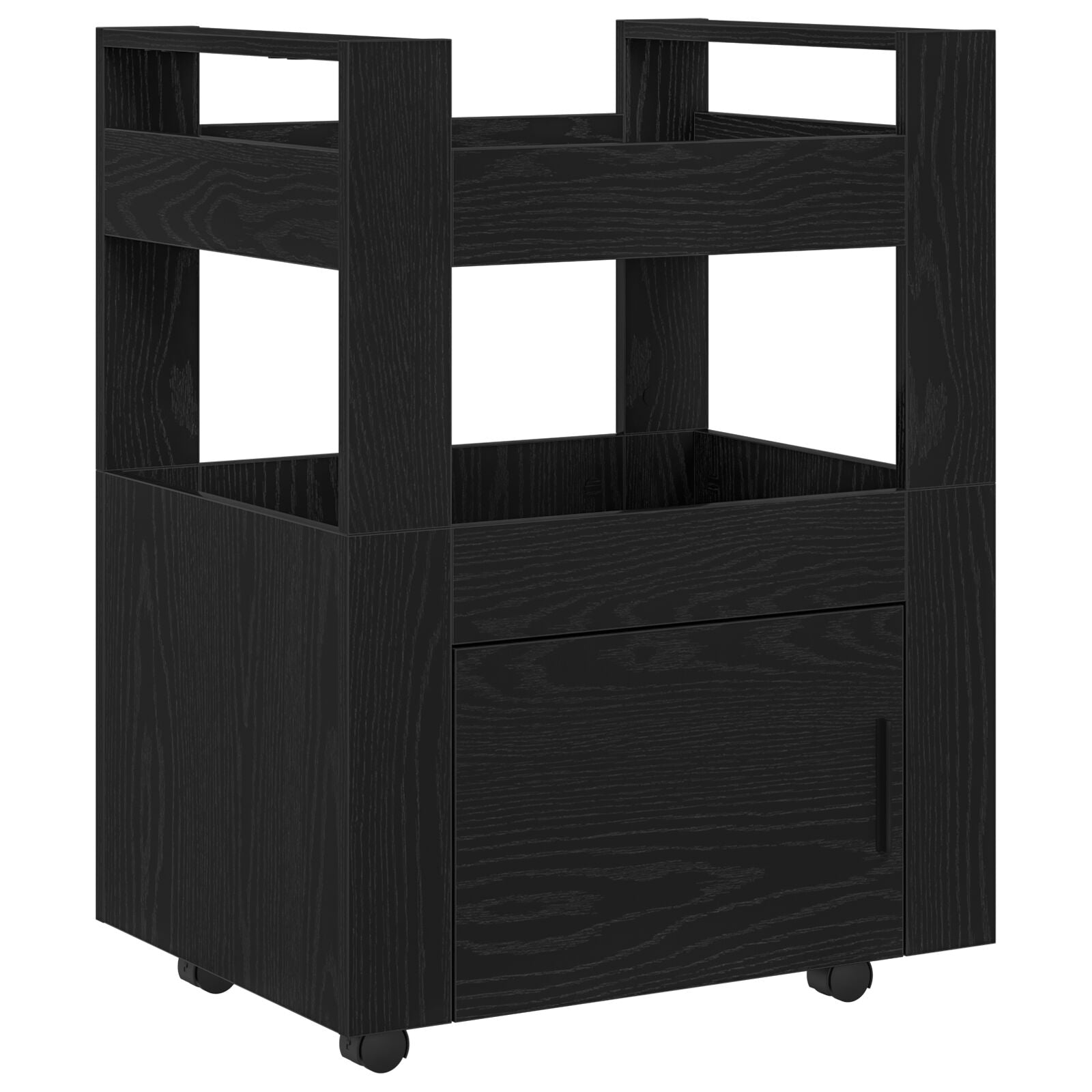Køkkenvogn Sort Eg 60x45x80 cm Konstrueret Træ