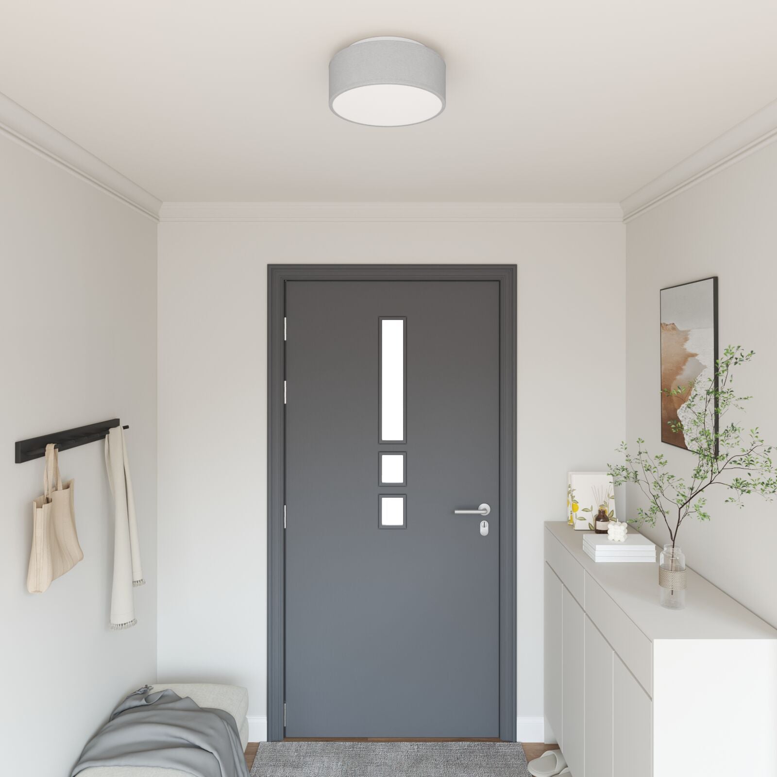 loftlamper flush mount grå Ø 30 cm stof E27