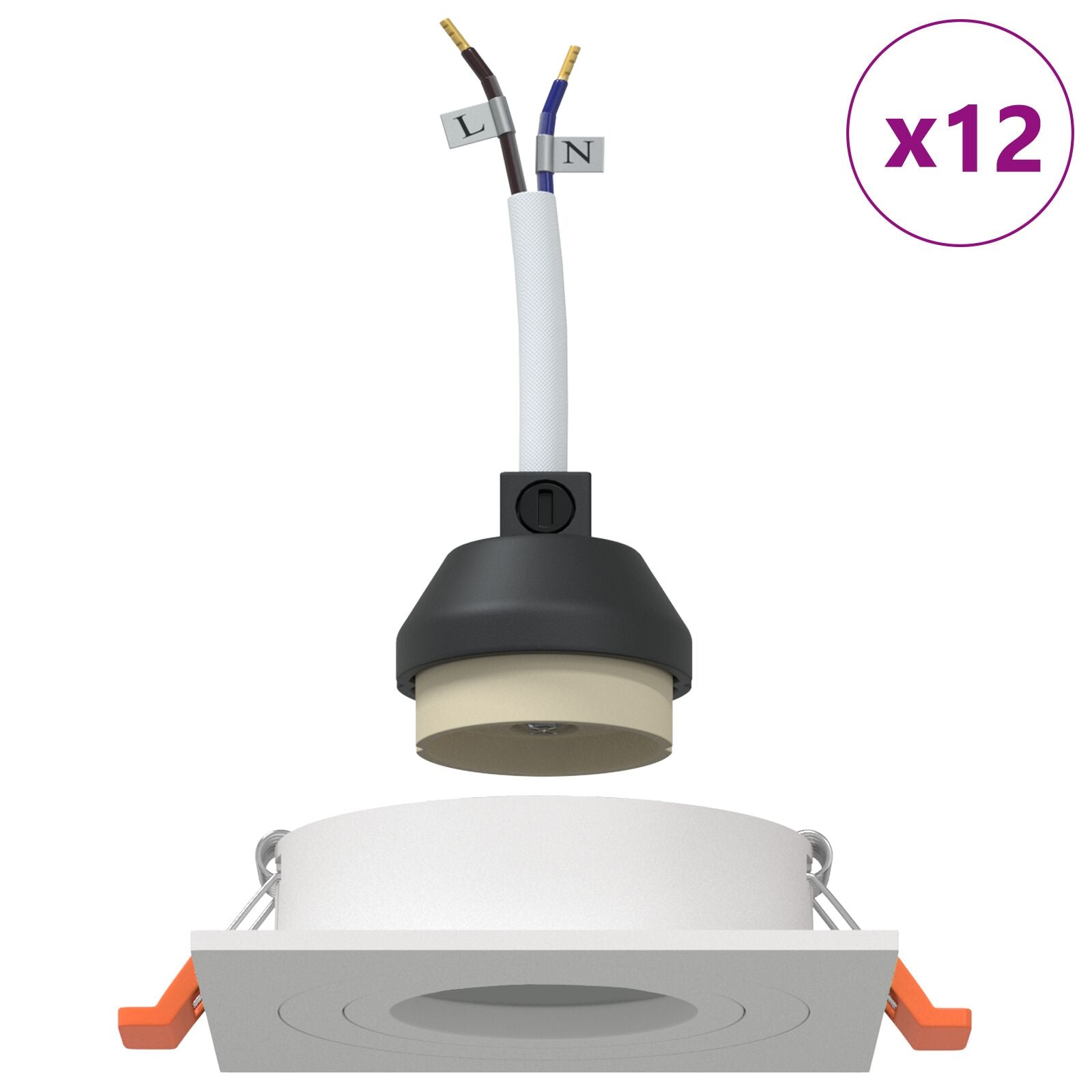 indbyggede spots 12 stk Firkant GU10 Hvid 91x91 mm