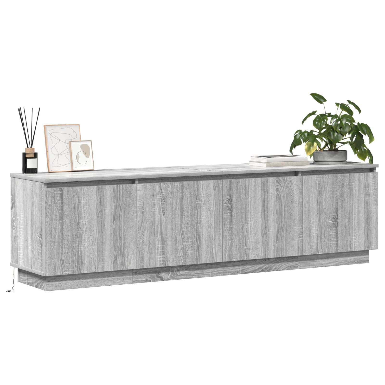 TV skab med LED Grå Sonoma 180x38x49 cm Konstrueret træ