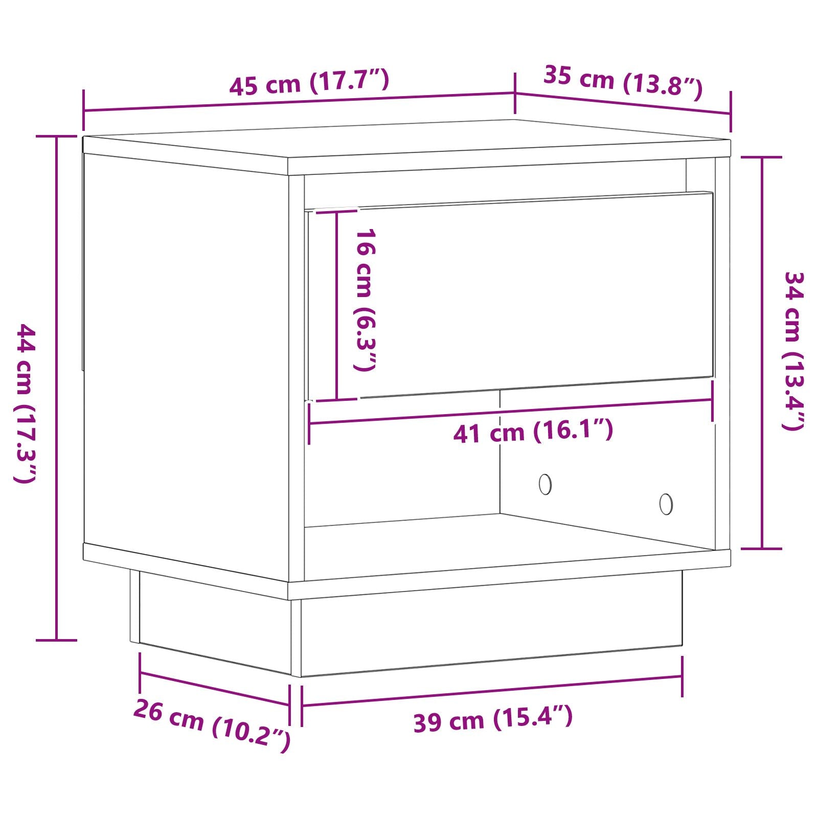 Sengebord Artisan Eg 45x34x46 cm Konstrueret træ
