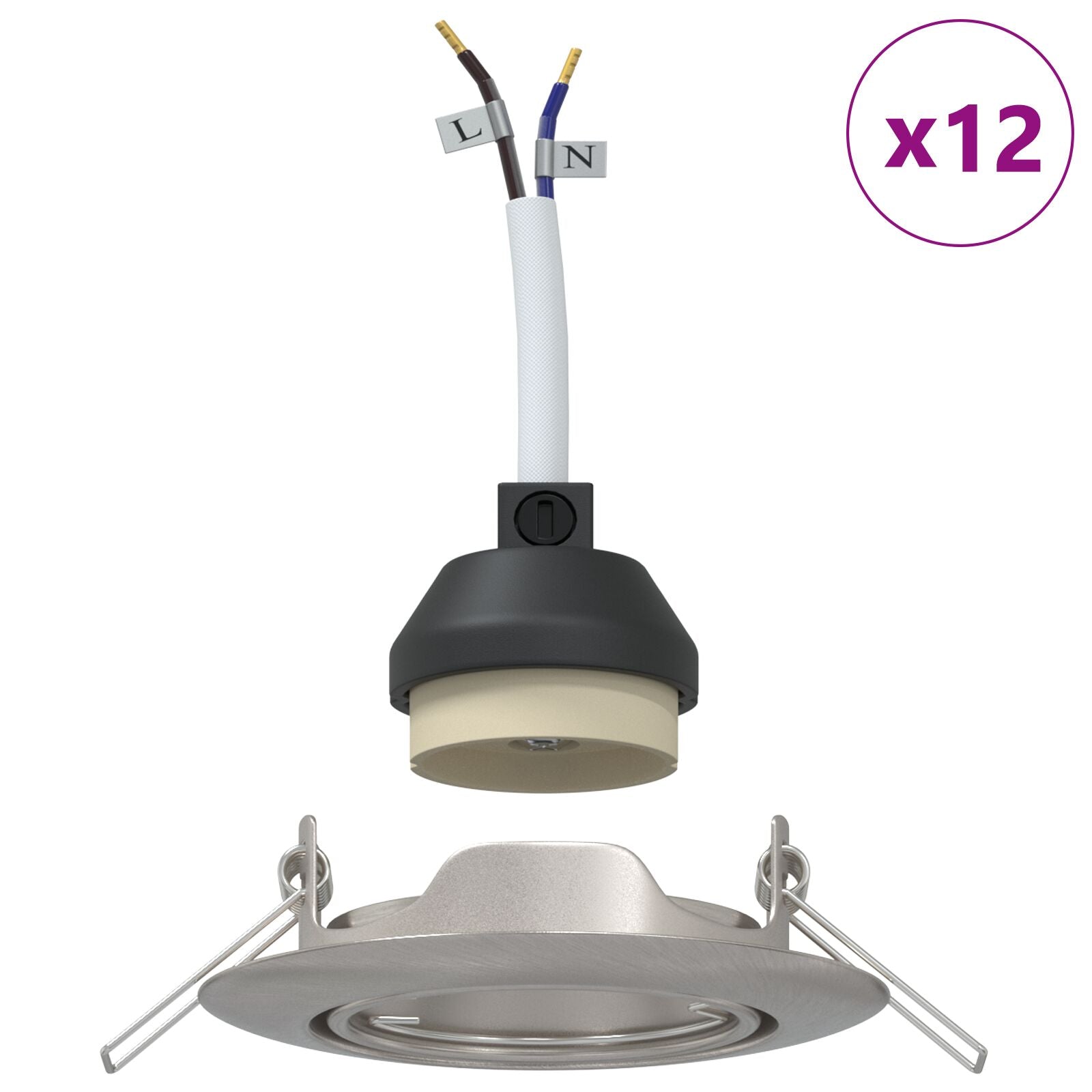 Lamper 12-Pak Sølv Metal 9 cm Indbygningslys Runde Moderne