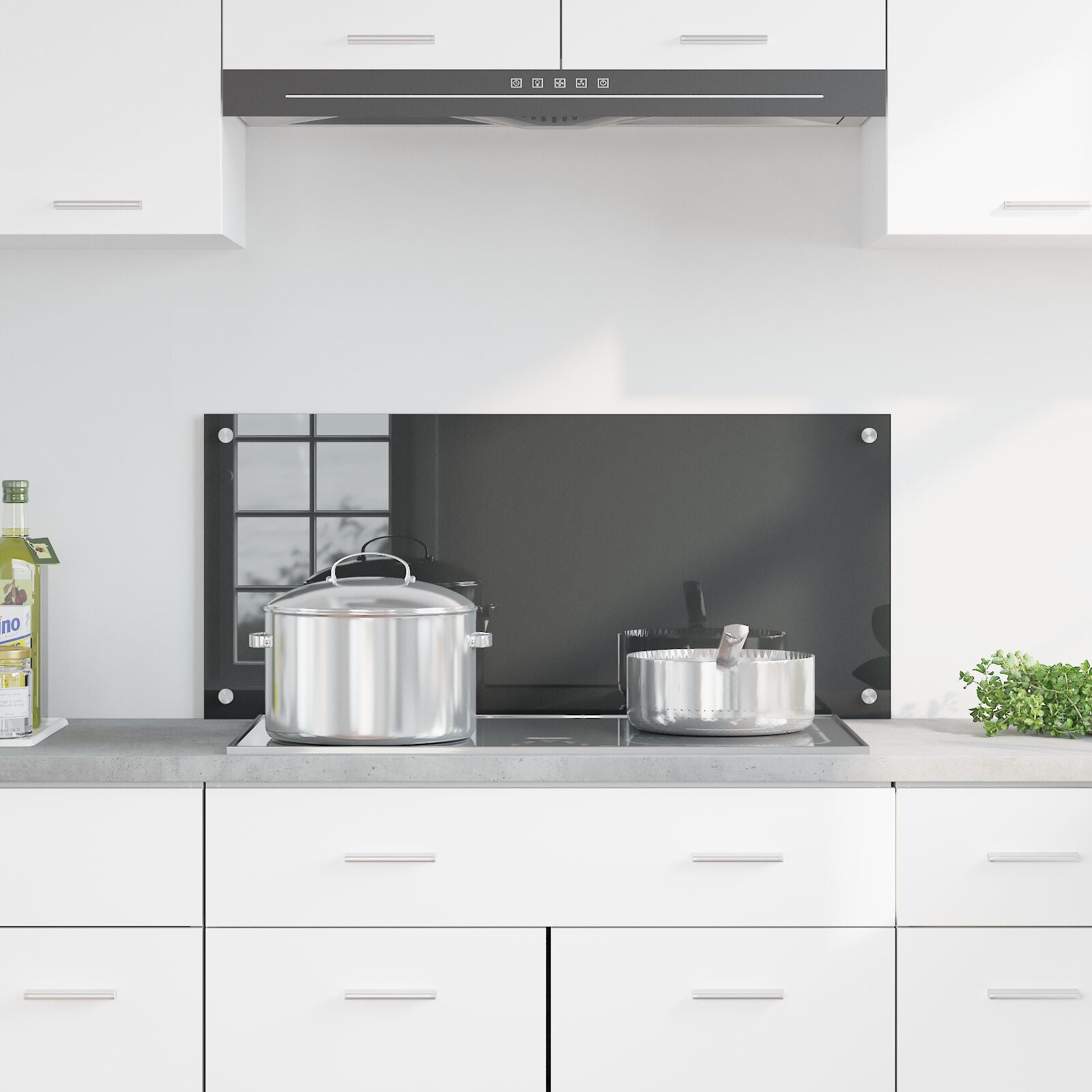 Køkken Backsplash Mørkegrå 90x40x0,6 cm Tempereret Glas