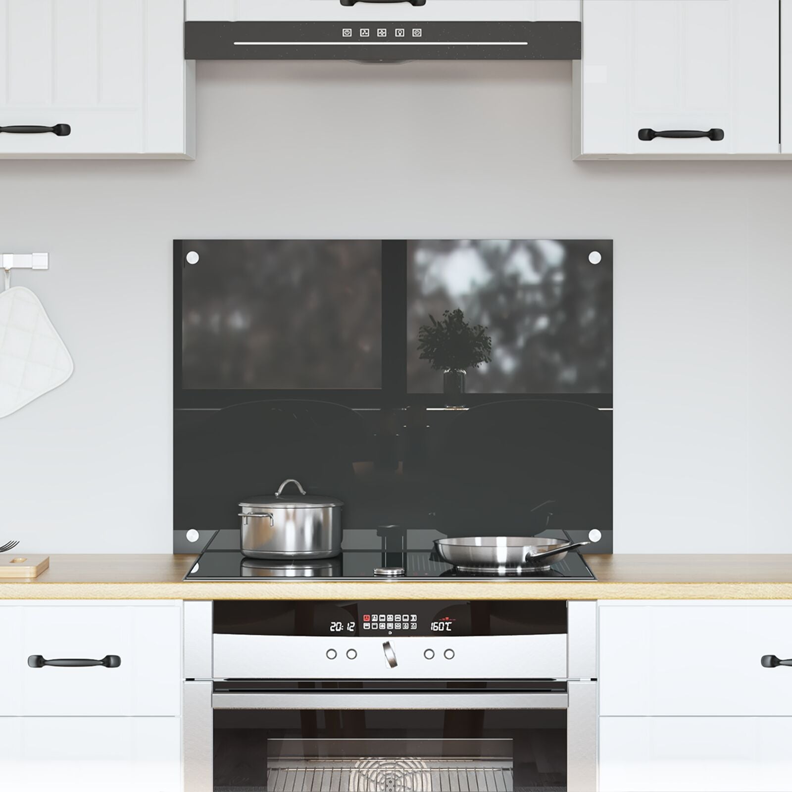 Køkken Backsplash Mørkegrå 70x50x0,6 cm Hærdet Glas