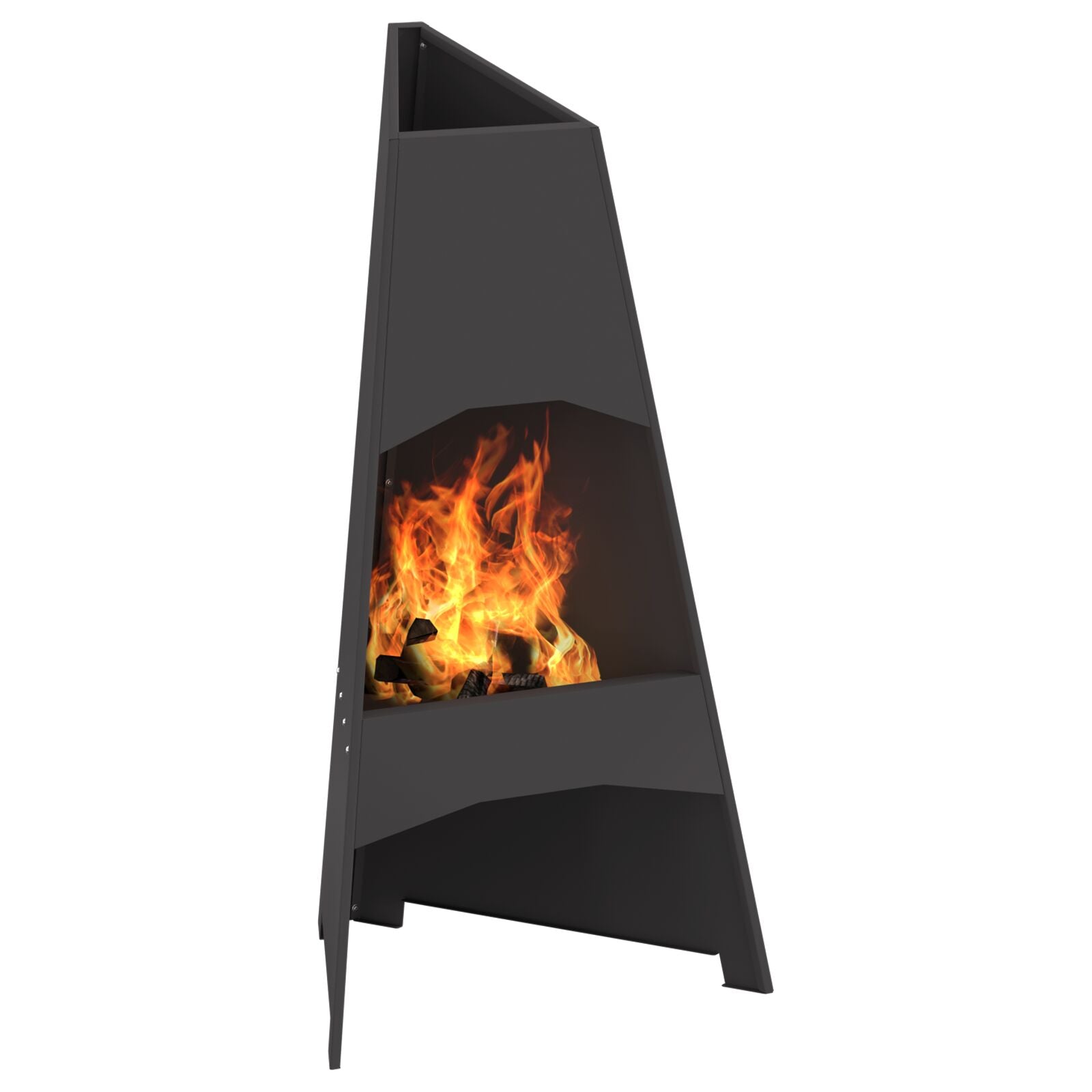 Ildsted Pyramid Sort 50x45x95 cm Stål