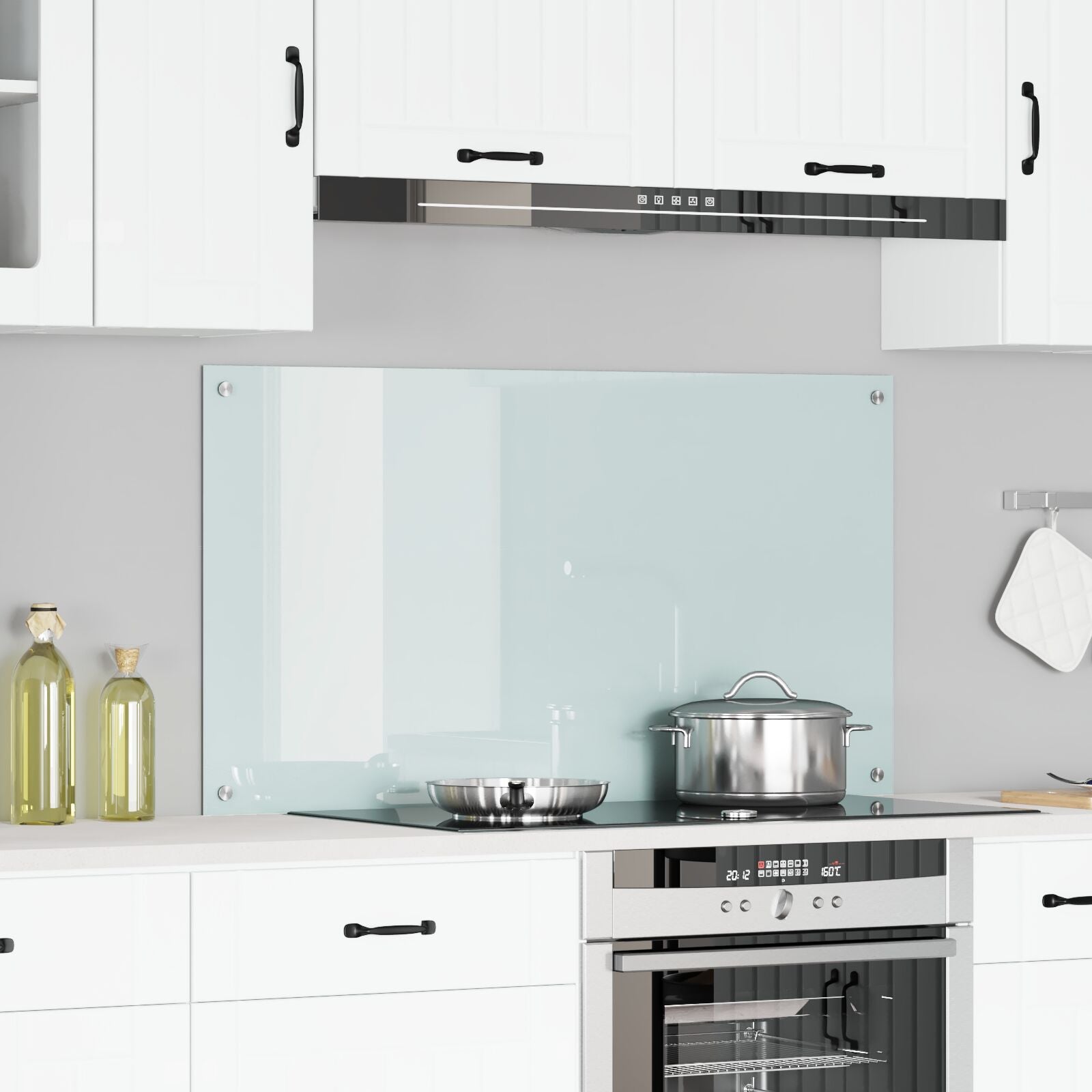 Køkken Backsplash Hvid 110x60x0,6 cm Hærdet Glas
