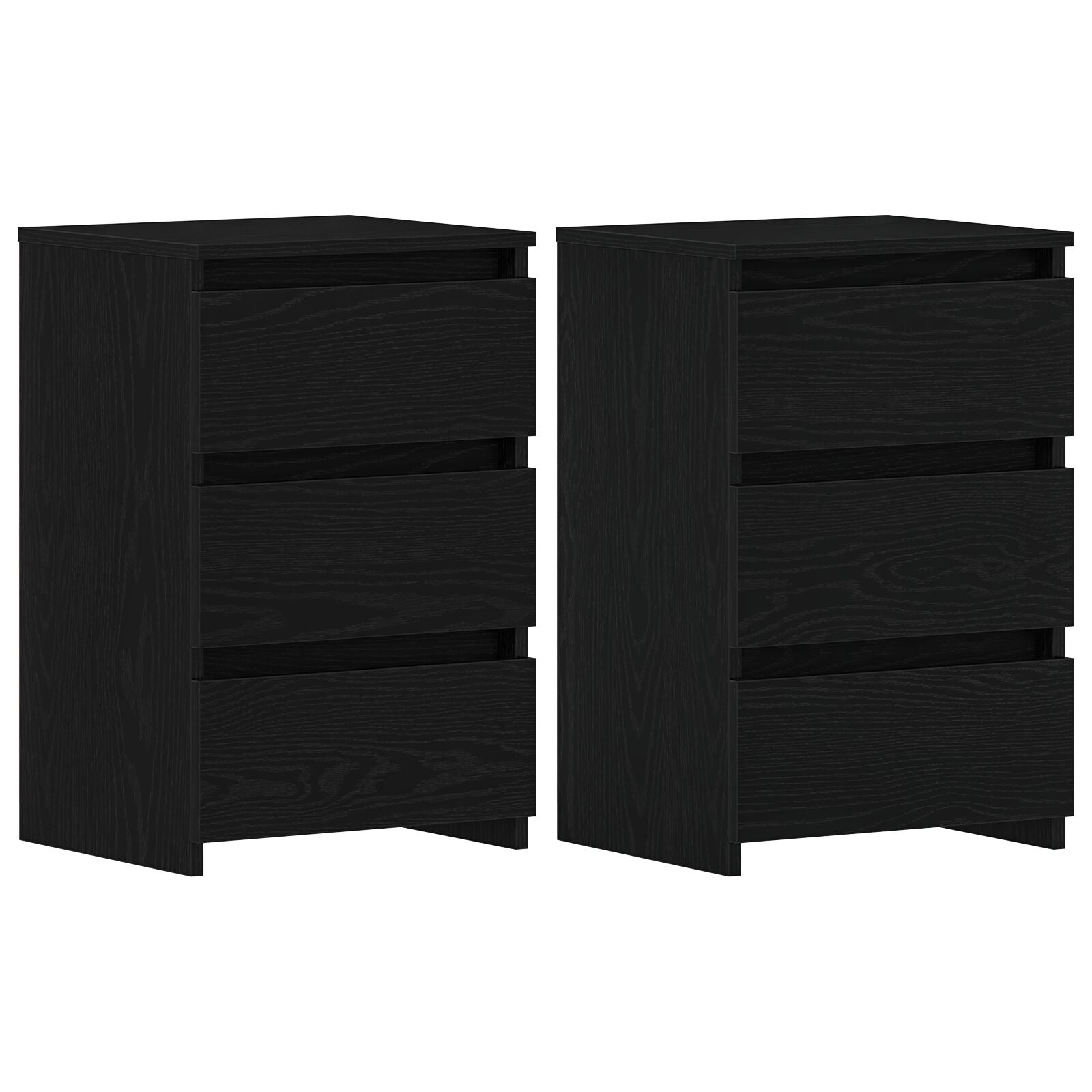 Sengeborde 2 stk Sort Eg 40x35x62,5 cm Konstrueret Træ