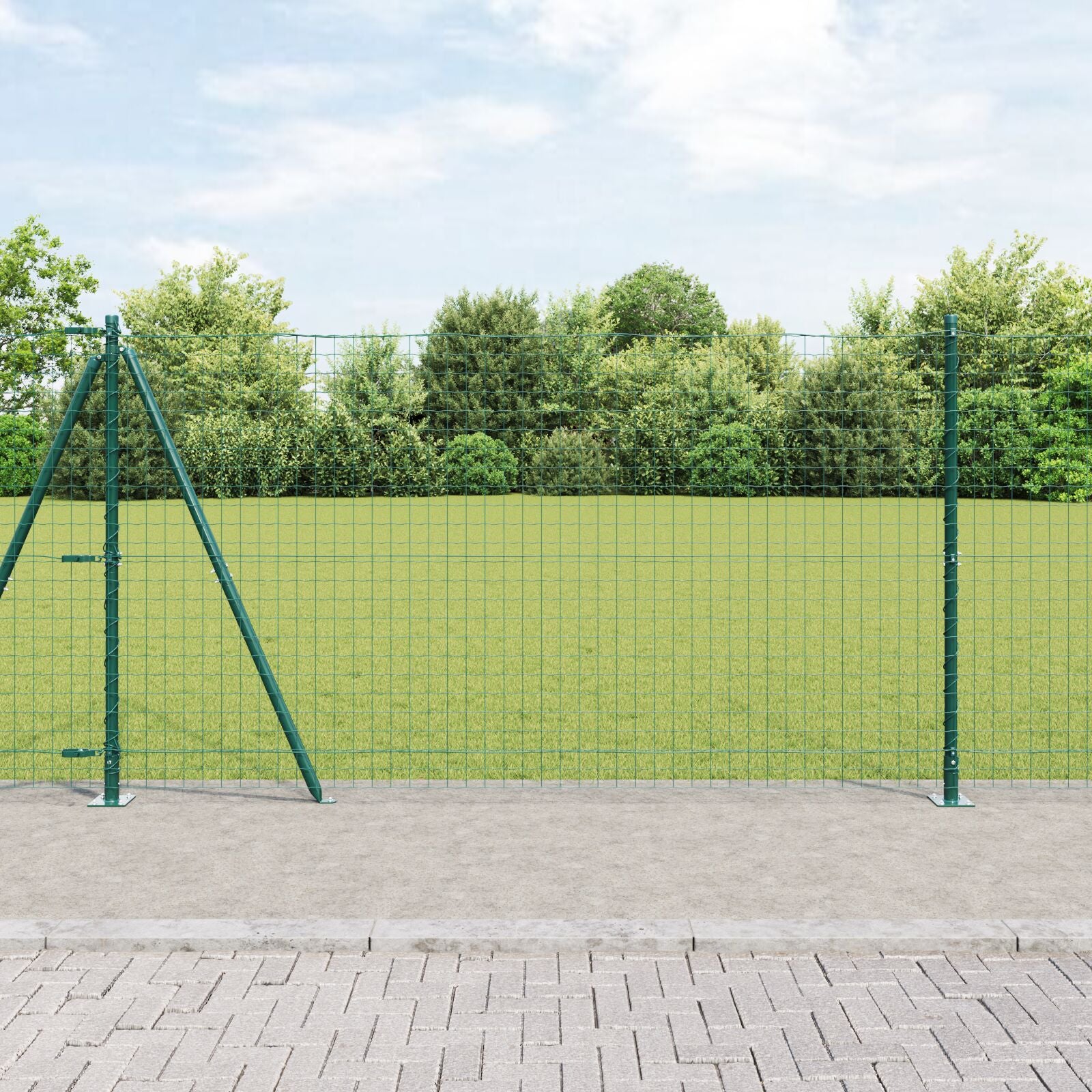 Hegn Stolper Sæt af 104 Grøn Beton 3.2 x 3.2 x 78.5 cm