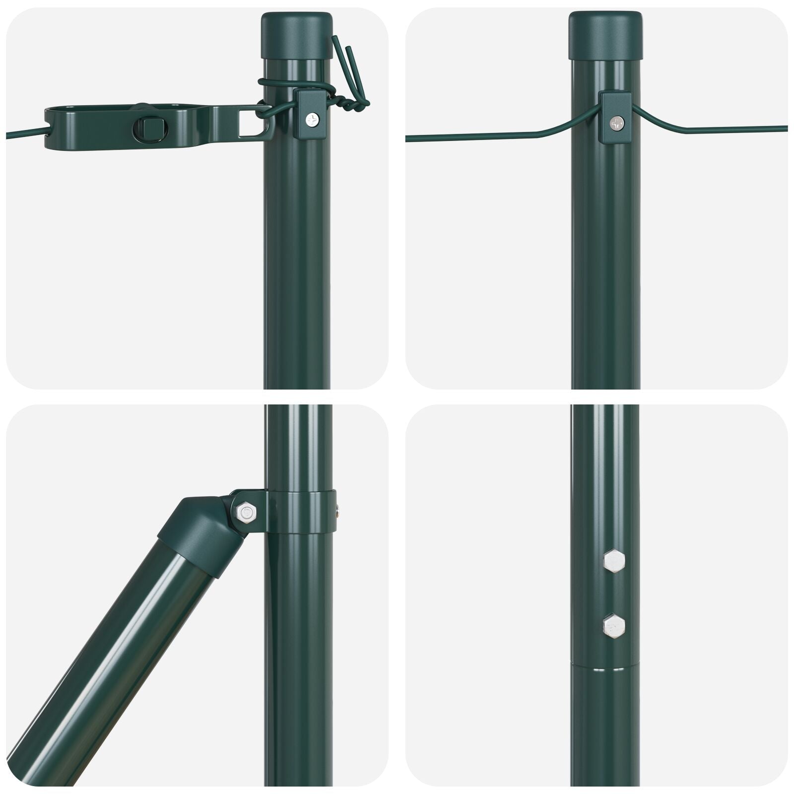 Hegn Stolper Sæt af 104 Grøn Beton 3.2 x 3.2 x 78.5 cm