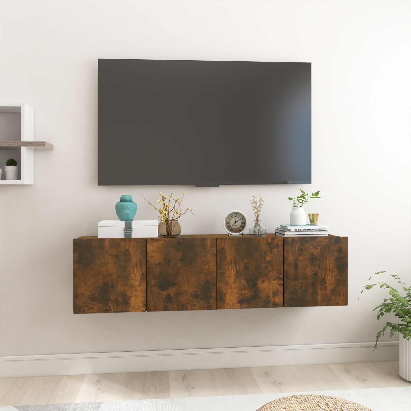 tv-skabe 2 stk. 60x30x30 cm konstrueret træ røget egetræ