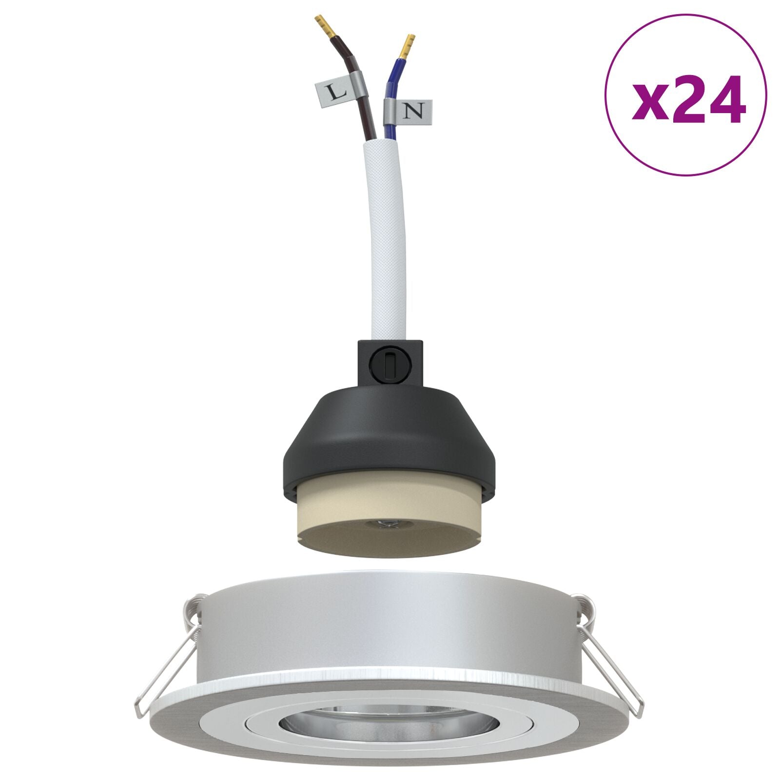 indbyggede spotlights 24 stk Runde GU10 Sølv Ø91 mm