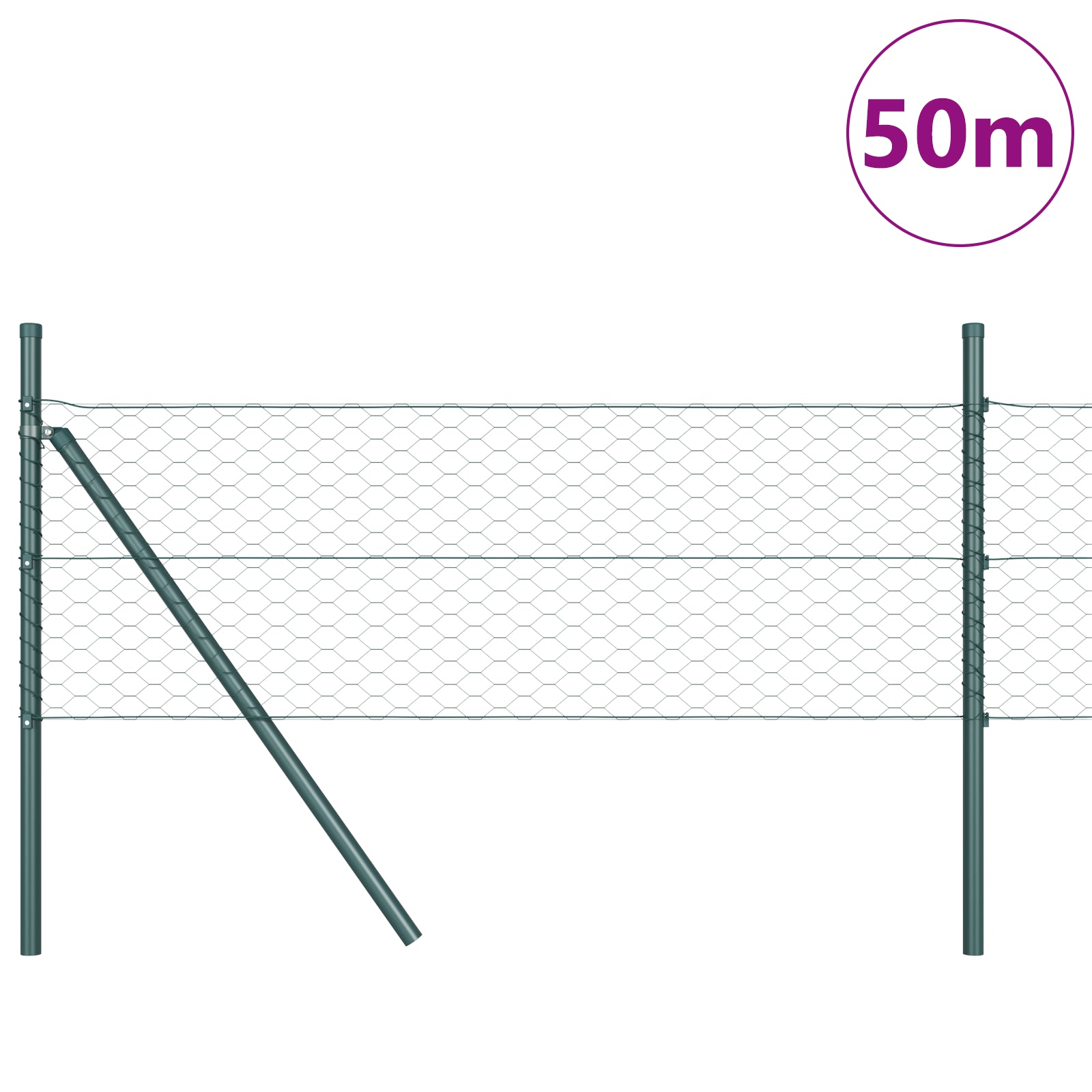 Hegnspæl Grøn 50 x 0,8 m (36 mm net) Stål og PVC