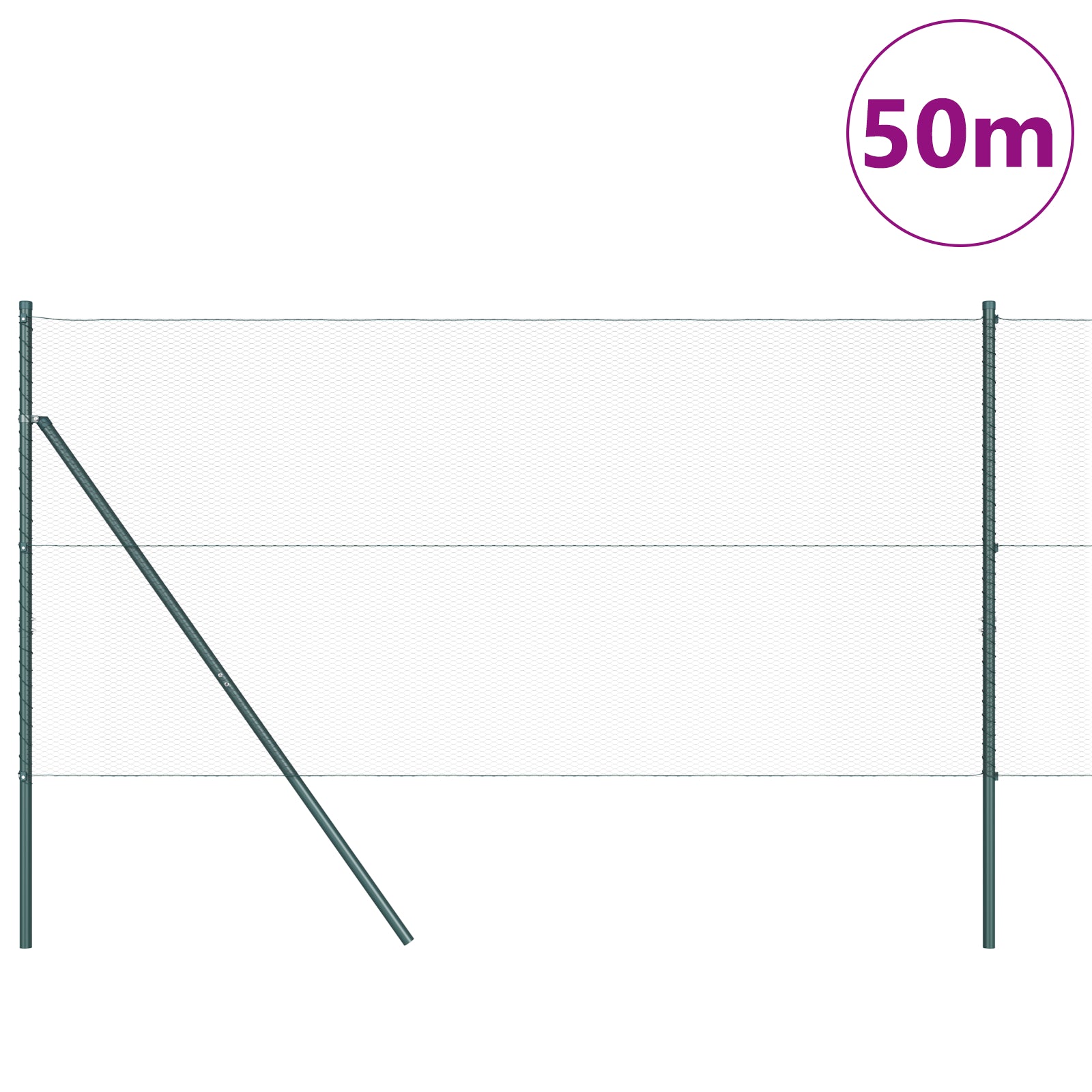 Hegnspæl Grøn 50 x 1 m (13 mm net) Stål og PVC