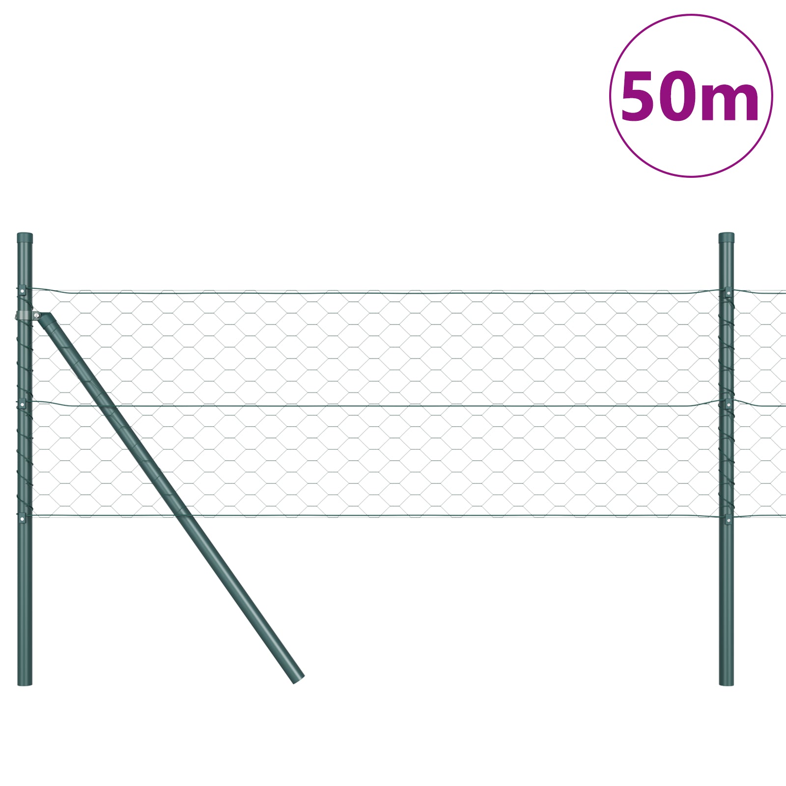 Hegnspæl Grøn 50 x 0,8 m (50 mm net) Stål og PVC