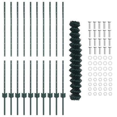 Hegn med post Grøn 1,2 x 10 m Stål og PVC