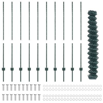 Hegn med post Grøn 1,4 x 10 m Stål og PVC
