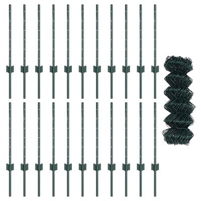 Hegn med post Grøn 0,6 x 25 m Stål og PVC