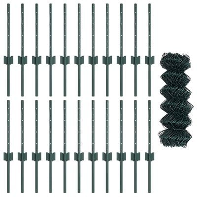 Hegn med post Grøn 0,4 x 25 m Stål og PVC