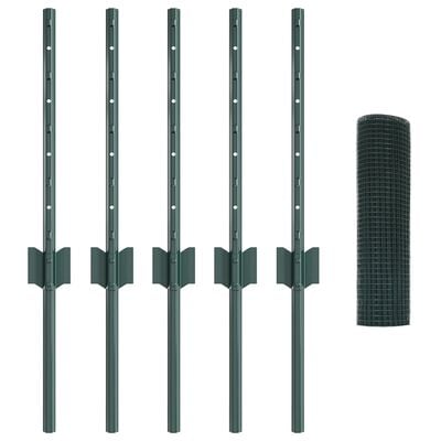 Hegn med post Grøn 0,4 x 10 m Stål og PVC