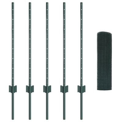 Hegn med post Grøn 0,8 x 10 m Stål og PVC