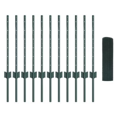 Hegn med post Grøn 0,5 x 25 m Stål