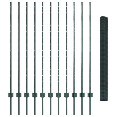 Hegn med post Grøn 1,4 x 25 m Stål og PVC