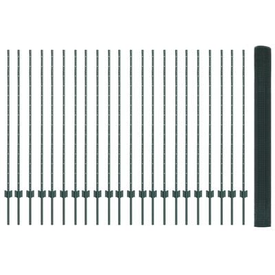 Hegn med post Grøn 1,4 x 50 m Stål og PVC