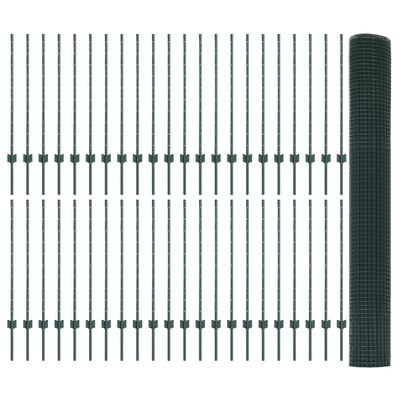 Hegn med post Grøn 1 x 100 m Stål og PVC
