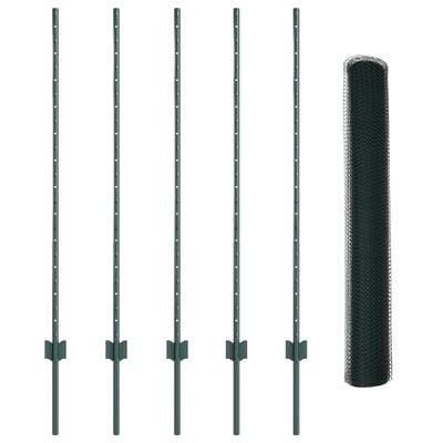 Hegn med post Grøn 1,2 x 10 m Stål og PVC