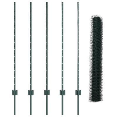 Hegn med post Grøn 1,2 x 10 m Stål og PVC