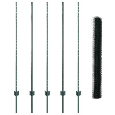 Hegn med post Grøn 1,4 x 10 m Stål og PVC