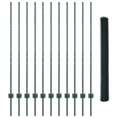 Hegn med post Grøn 1,4 x 25 m Stål og PVC